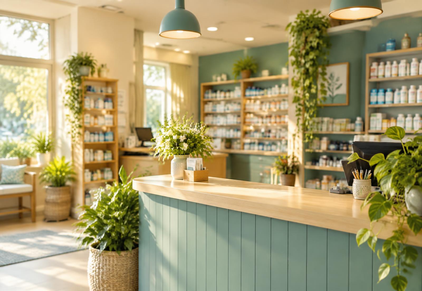 Bright, welcoming pharmacy counter